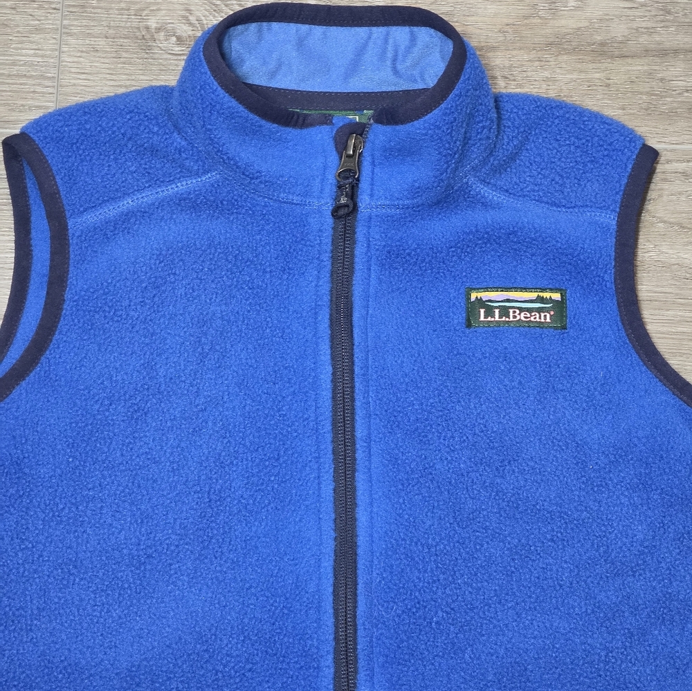 L L Bean Mountain Clasic Fleece Vest Kids Youth Size 10-12 Blue Unisex - Picture 2 of 6